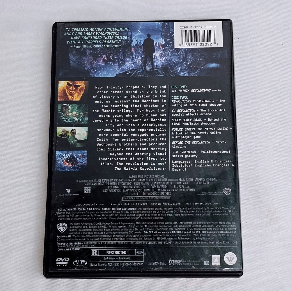 The Matrix & Matrix Revolutions DVD Widescreen 2-Disc Edition Bundle Keanu Reeve - Picture 3 of 5